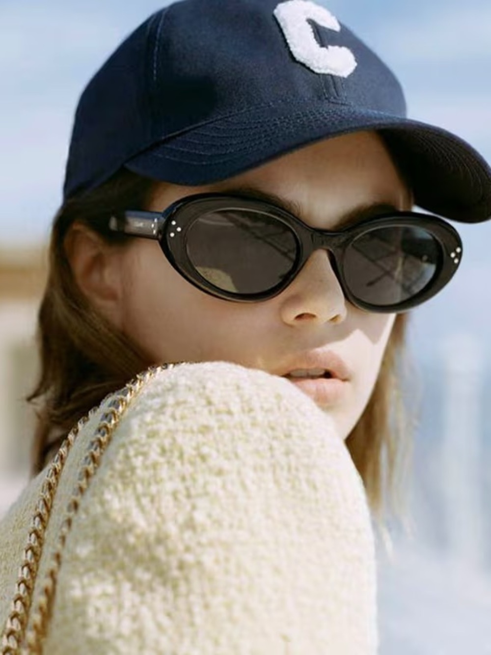 CELINE Black Cotton Baseball Cap Logo C Kaia Gerber 2021 Campaign Size S Unisex - Picture 2 of 16